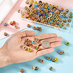 132 шт. 12-цветные бусины из сплава со стразами и глиной с большими отверстиями ALRI-TA0001-28