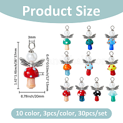 30 шт. 10-х цветные бусины ручной работы в технике лэмпворк с подвесками из стеклянных жемчужин в виде круглых бусин&nbsp;PALLOY-FH00165