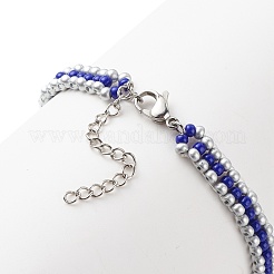 Плетеный браслет из стеклянных семян сглаза для женщин BJEW-JB08398-01