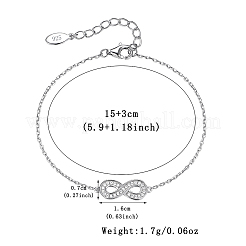 Браслеты со звеньями бесконечности из стерлингового серебра с микропаве из прозрачных кубических цирконий JF1593-1