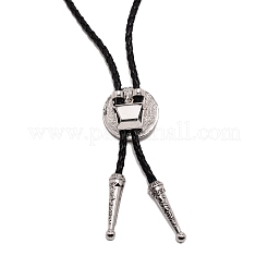 Выгравированное плоское круглое ожерелье из ларии для мужчин и женщин&nbsp;NJEW-WH0011-15AS