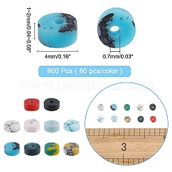 800 шт. нити синтетических бирюзовых бусин 10 цветов&nbsp;TURQ-NB0001-09