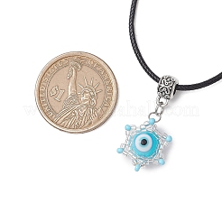 Ожерелья с подвесками из стеклянных бусин и лампворка от сглаза ручной работы NJEW-MZ00092-05