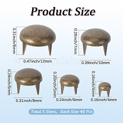 200 шт. 5-х цветные латунные шпильки-заклепки&nbsp;FIND-GF0008-44AB