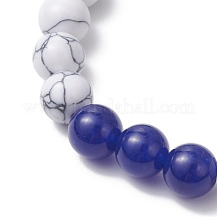 2 шт. 2 стильных эластичных браслета из натуральных и синтетических драгоценных камней для женщин и мужчин BJEW-JB12697