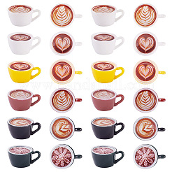 24 шт. 6-цветная смоляная модель кофейной чашки с украшениями&nbsp;AJEW-TA0002-82