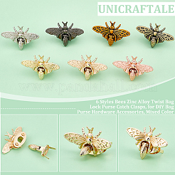 6 шт. 6 стиля застежки-защелки для сумок из цинкового сплава с изображением пчел PURS-UN0001-05