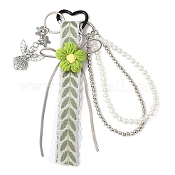 Подвеска в виде ангела-цветка из полиэфирного кружева HJEW-JM04335-02