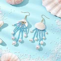 3 пара сережек-подвесок из стекла EJEW-MZ00383