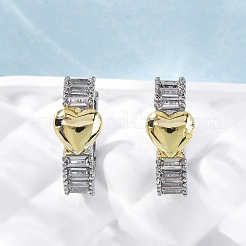 Латунные серьги-кольца из прозрачного кубического циркония&nbsp;EJEW-H158-20A-GP