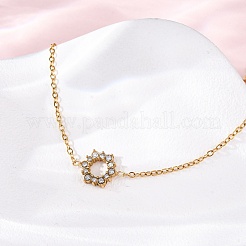 Браслеты из нержавеющей стали 304 с подсолнухом для женщин BJEW-R027-01G