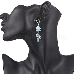 4 пара двухцветных серег-цветков из нержавеющей стали со стеклянной застежкой-капелькой EJEW-TA00704