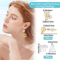 100 шт. латунный шариковый гвоздик для серьги KK-BBC0004-69