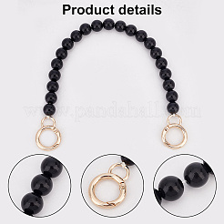 Черная пластиковая имитация жемчуга круглые ручки сумки из бисера&nbsp;FIND-WH0127-22B