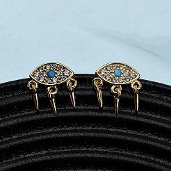 Серьги-гвоздики с микропаве из кубических цирконий из латуни EJEW-K267-14G