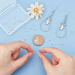 50 шт. круглые 925 бусины из стерлингового серебра&nbsp;STER-BBC0001-08