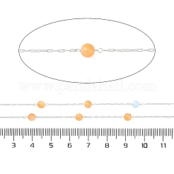 Цепочка из круглых бусин ручной работы из нержавеющей стали 304 и окрашенных ракушек&nbsp;CHS-H028-04B-01