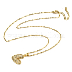 Ожерелья с подвеской в виде персикового сердца из латуни с микро паве для женщин с прозрачным кубическим цирконием&nbsp;NJEW-Q346-02G-02