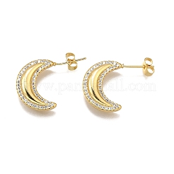 Женские серьги-гвоздики из латуни с микропаве и прозрачным кубическим цирконием&nbsp;EJEW-U056-03G