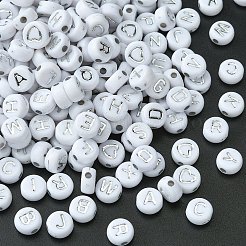 300шт 2 стиля непрозрачные белые акриловые бусины&nbsp;MACR-YW0002-58B