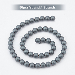 4 нити матовых немагнитных синтетических гематитовых круглых бусин&nbsp;G-OC0001-98
