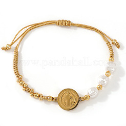 Браслеты из искусственного жемчуга и латуни с бусинами в виде Святого Бенедикта&nbsp;KP6024