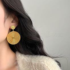 Плоские круглые серьги-гвоздики из латуни с узором из роз FS-WGFCD7A-01