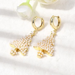 Рождественские латунные серьги-гвоздики EJEW-L306-05G