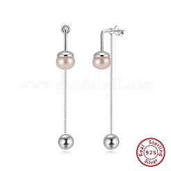 925 серебряная круглая серьга-гвоздик с кисточками EJEW-D326-03P