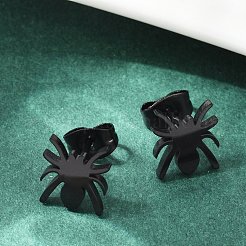 Серьги-гвоздики из нержавеющей стали 304 в виде паука на Хэллоуин для женщин&nbsp;X-EJEW-B019-01EB