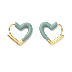 Серьги-кольца из латуни с эмалью в форме сердца EJEW-P308-05G