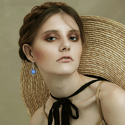 8 комплект 8-х цветных асимметричных серег из стекла в форме солнца и луны&nbsp;EJEW-FI0002-05