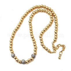 Женские ожерелья из латунных круглых бусин с микропаве из прозрачных кубических цирконий NJEW-K392-17G