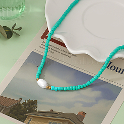 2 шт. двухцветные ожерелья из натурального рисового жемчуга и стеклянных бусин для женщин&nbsp;NJEW-GO0001-04A