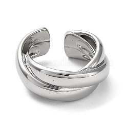 Латунные открытые манжеты крест-накрест с покрытием стойки для женщин RJEW-Q777-04P