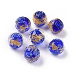 Бусины ручной работы золотой фольги стекла LAMP-C004-03