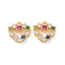 Сердце латунь микро паве красочные фианиты подвески KK-G435-15G