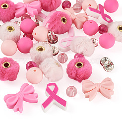48 шт. набор украшений для самостоятельной сборки на тему осведомленности о раке груди&nbsp;DIY-TA0013-60