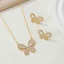 Латунные подвески и серьги-гвоздики с микропаве из прозрачных кубических цирконий&nbsp;FS-WG0DF58-01