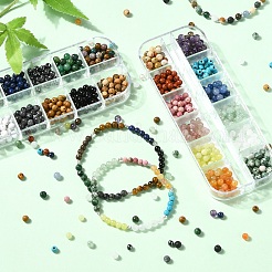 Наборы для самостоятельного изготовления браслетов из круглых бусин из драгоценных камней&nbsp;DIY-YW0012-09
