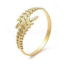 Ионное покрытие (ip) 304 нержавеющая сталь греко-римские лавровые листья браслеты-манжеты BJEW-L682-019G