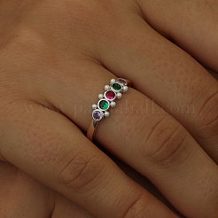 Простое серебряное кольцо с цирконием и искусственным жемчугом для женщин. KM1162-2