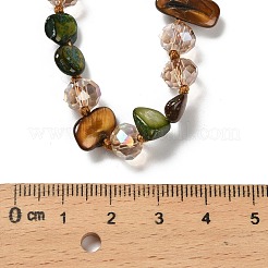 Длинные ожерелья из граненых стеклянных бусин рондель и окрашенных натуральных ракушек для женщин NJEW-S456-02