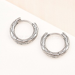 Серьги-кольца из хирургической нержавеющей стали 316 с текстурой&nbsp;EJEW-C160-10B-AS