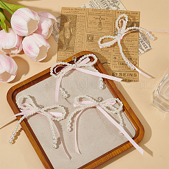 4 шт. пластиковая имитация жемчуга и ленточный бант-подвеска украшения&nbsp;DIY-HY0002-10B