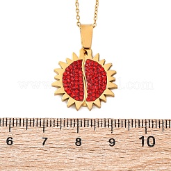 304 нержавеющая сталь полимерная глина стразы солнце открывающиеся подвески ожерелья для женщин NJEW-Z065-10G-02