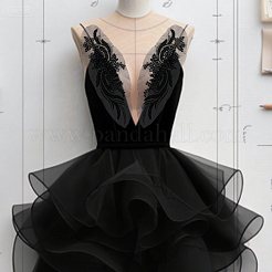 1 пара полиэстеровых компьютеризированных вышитых тканей для приклеивания/пришивания&nbsp;DIY-HS0002-17C