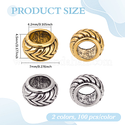 200 шт. 2 цвета тибетский стиль сплав европейские бусины MPDL-ME0001-05