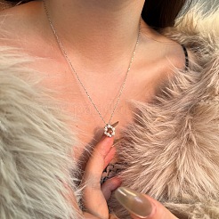 Круглое кольцо 925 стерлинговое серебро микро паве кубический цирконий кулон ожерелья для женщин&nbsp;NJEW-F338-07P