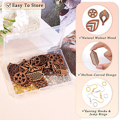 Наборы для самодельных сережек-подвесок из орехового дерева&nbsp;DIY-TA0011-07